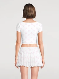 Kudura Cropped T-Shirt Tennis Racket Print