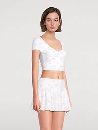 Kudura Cropped T-Shirt Tennis Racket Print