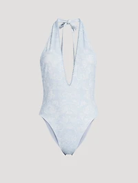 Meegan One-Piece Halter Swimsuit Floral Print