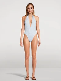 Meegan One-Piece Halter Swimsuit Floral Print