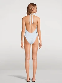 Meegan One-Piece Halter Swimsuit Floral Print