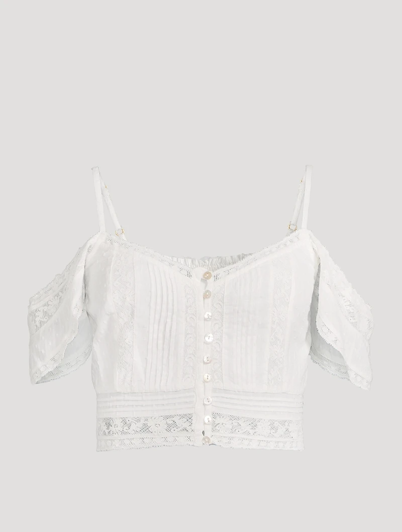 Jenae Off-The-Shoulder Embroidered Lace Blouse
