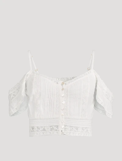 Jenae Off-The-Shoulder Embroidered Lace Blouse