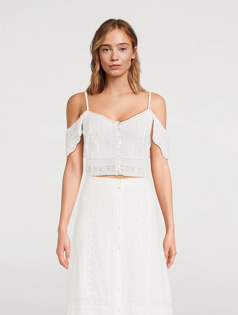 Jenae Off-The-Shoulder Embroidered Lace Blouse