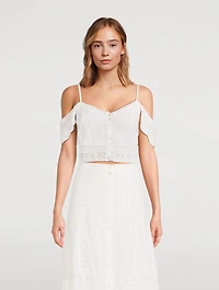Jenae Off-The-Shoulder Embroidered Lace Blouse