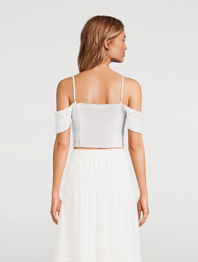 Jenae Off-The-Shoulder Embroidered Lace Blouse