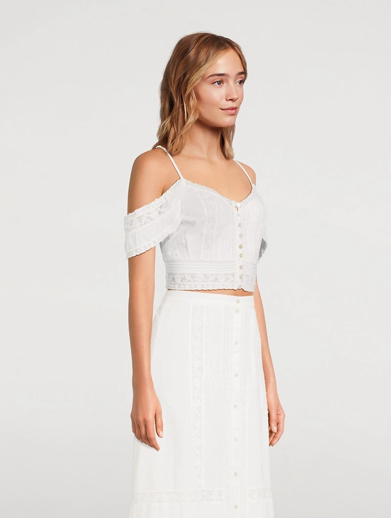 Jenae Off-The-Shoulder Embroidered Lace Blouse