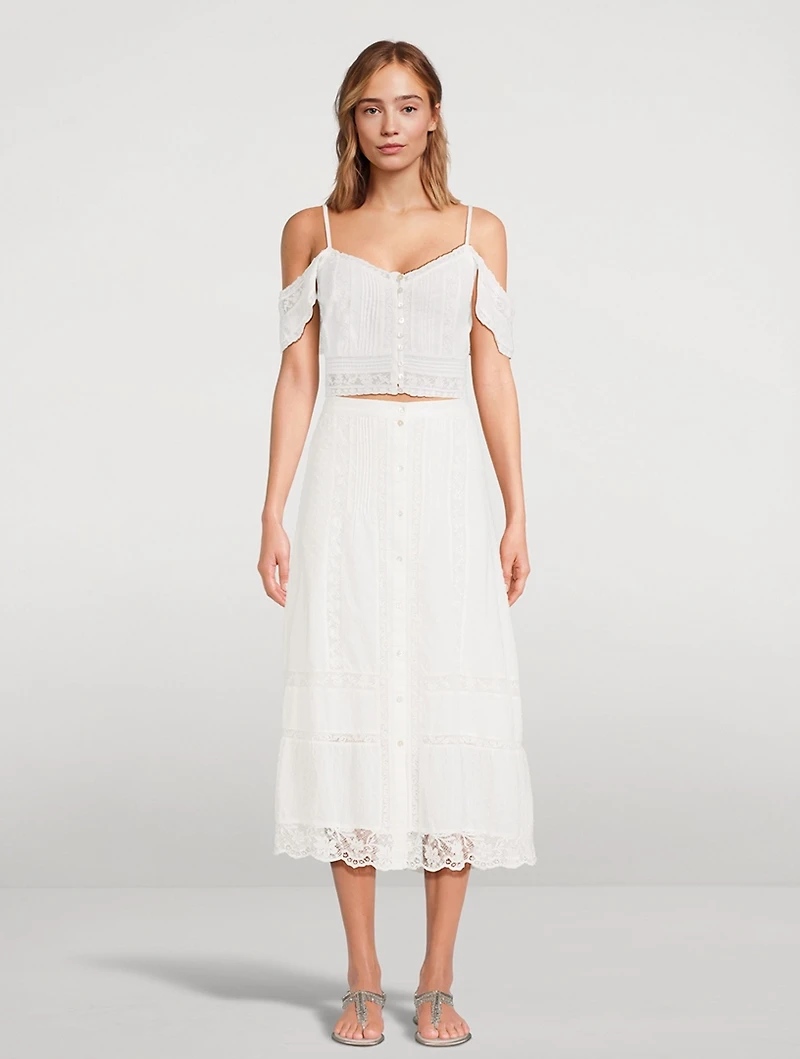 Jenae Off-The-Shoulder Embroidered Lace Blouse