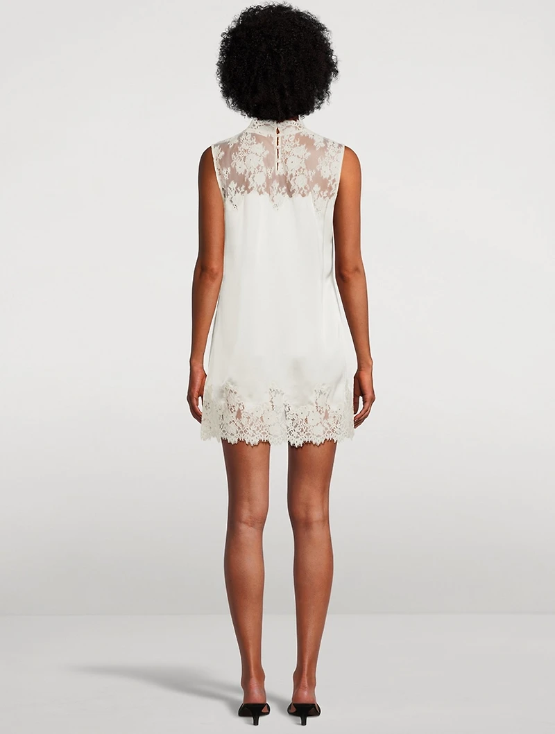 Valeria Lace-Trimmed Silk Mini Dress