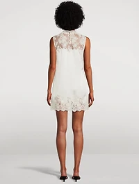 Valeria Lace-Trimmed Silk Mini Dress