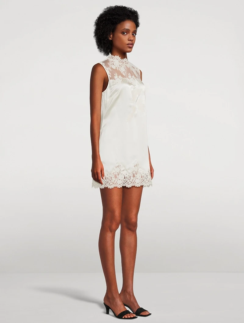 Valeria Lace-Trimmed Silk Mini Dress