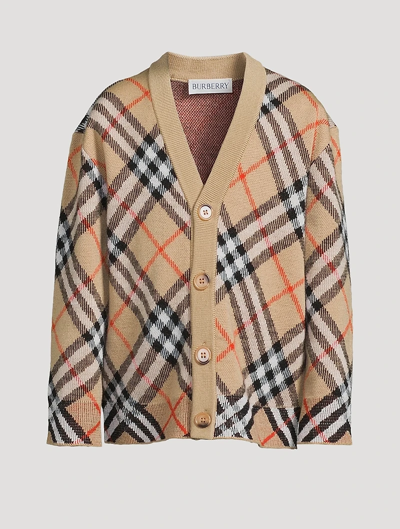 Check Wool Cardigan