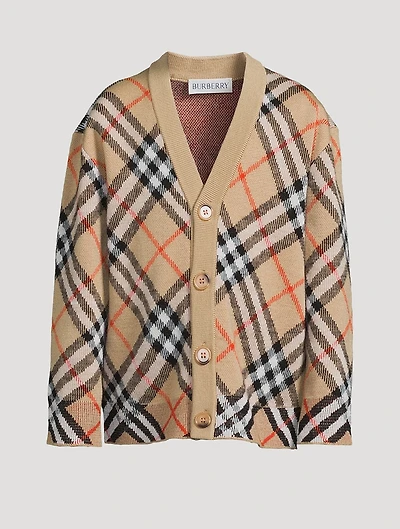 Check Wool Cardigan