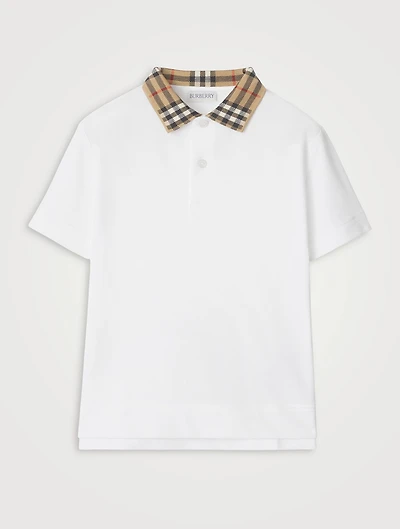 Check Collar Cotton Polo Shirt