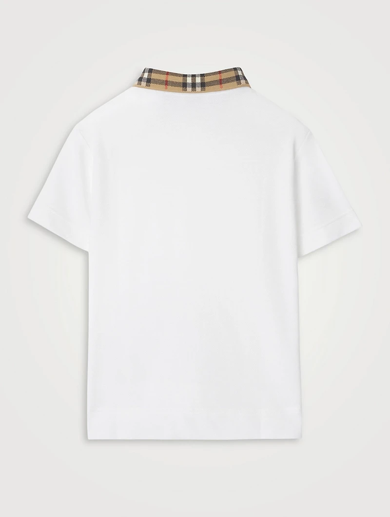 Check Collar Cotton Polo Shirt