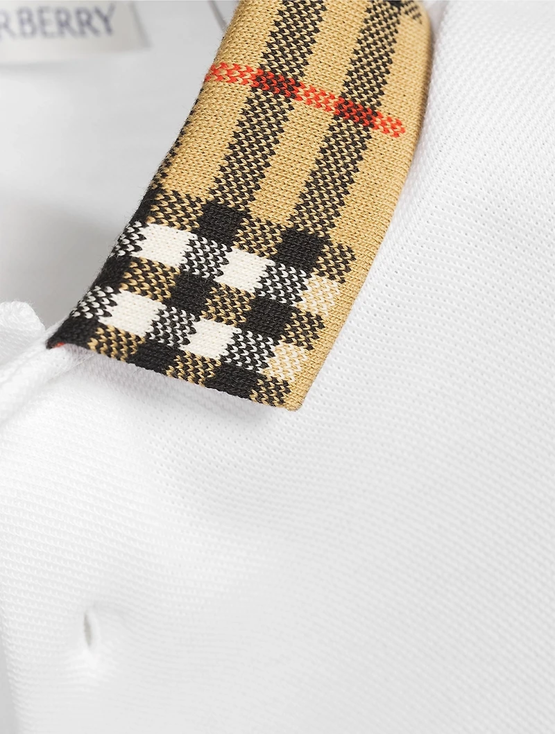 Check Collar Cotton Polo Shirt