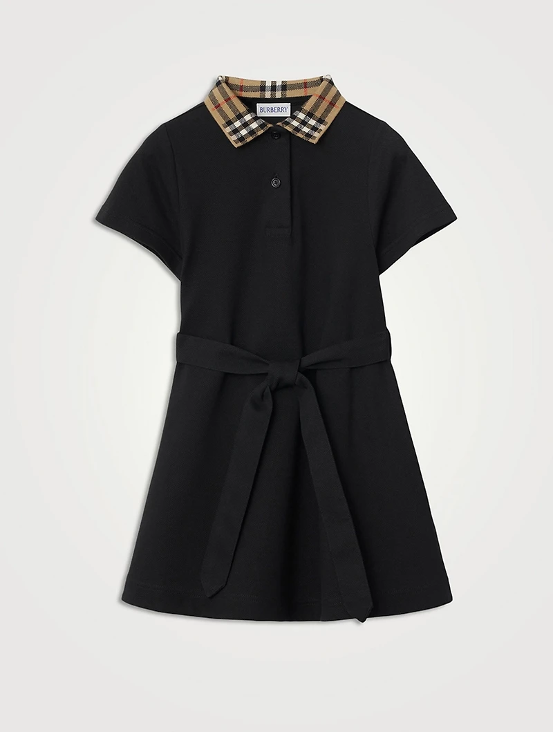 Check Collar Cotton Polo Shirt Dress