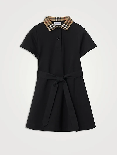 Check Collar Cotton Polo Shirt Dress
