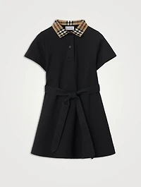 Check Collar Cotton Polo Shirt Dress
