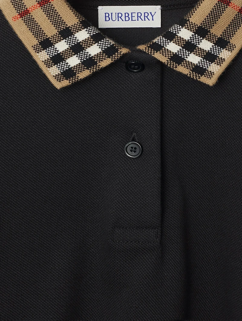 Check Collar Cotton Polo Shirt Dress