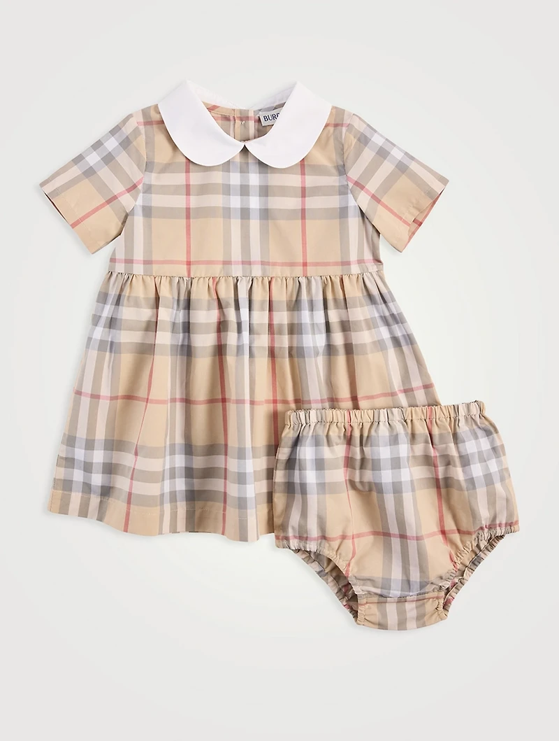 Check Cotton Poplin Dress with Bloomers