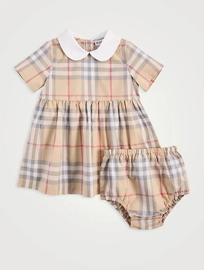 Check Cotton Poplin Dress with Bloomers