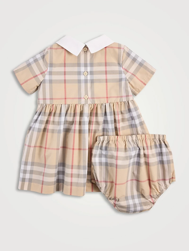 Check Cotton Poplin Dress with Bloomers