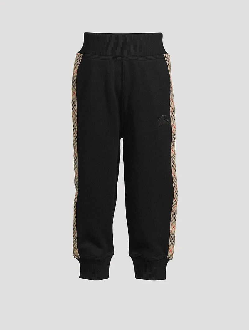 Check Trim Cotton Jogging Pants