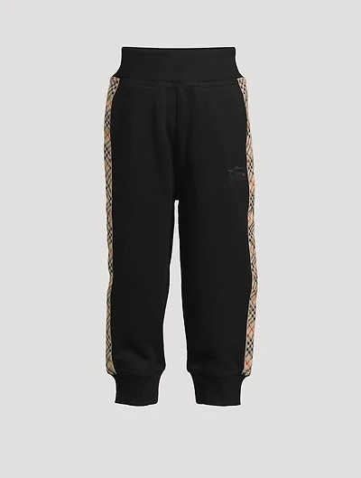 Check Trim Cotton Jogging Pants