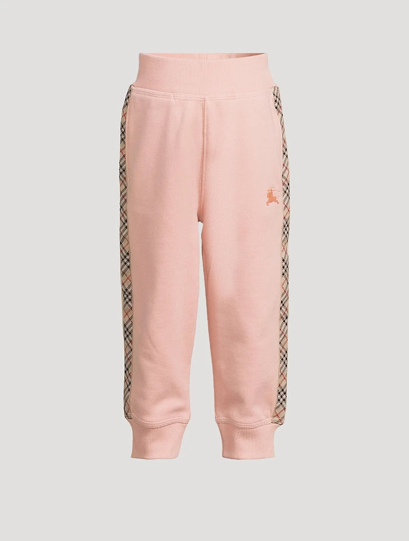 Check Trim Cotton Jogger Pants