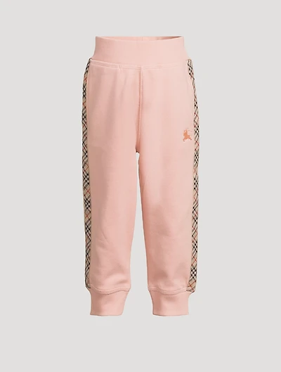 Check Trim Cotton Jogger Pants