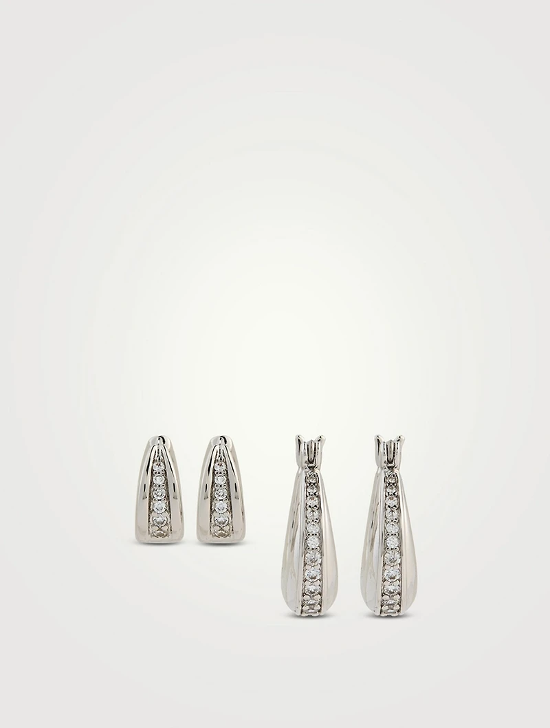 Night Swim Pavé Wave Huggie Hoop Earrings Set
