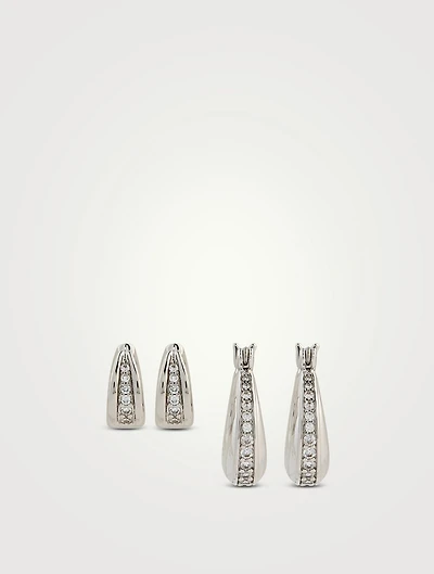 Night Swim Pavé Wave Huggie Hoop Earrings Set