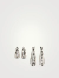 Night Swim Pavé Wave Huggie Hoop Earrings Set