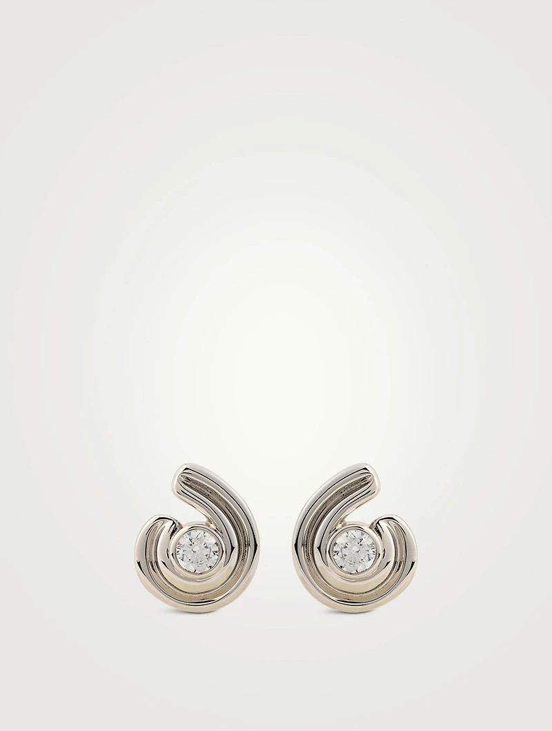 Night Swim Wave Bezel Twist Stud Earrings