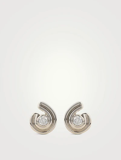 Night Swim Wave Bezel Twist Stud Earrings