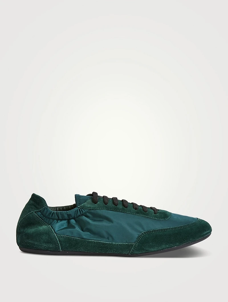 Collapse Re-Nylon And Suede Elasticized Sneakers