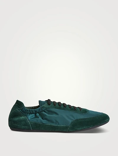 Collapse Re-Nylon And Suede Elasticized Sneakers