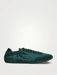 Collapse Re-Nylon And Suede Elasticized Sneakers