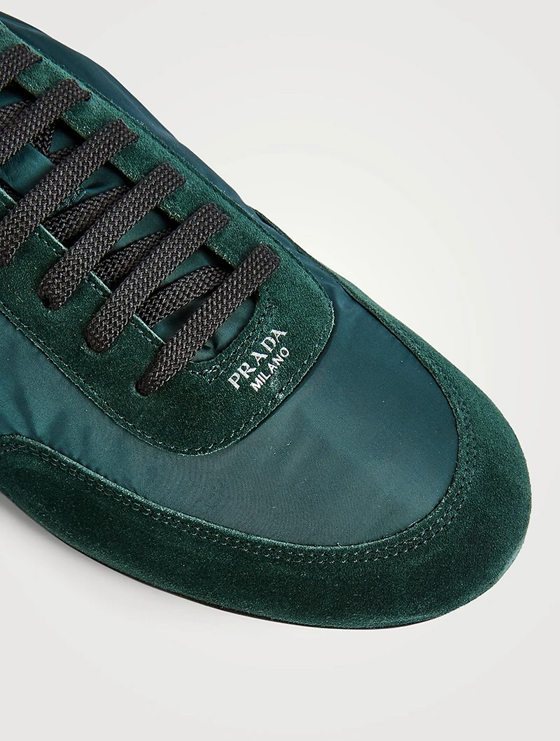 Collapse Re-Nylon And Suede Elasticized Sneakers