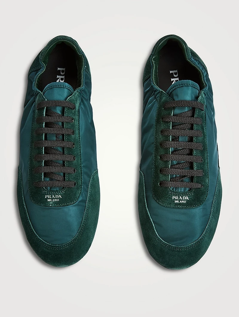 Collapse Re-Nylon And Suede Elasticized Sneakers