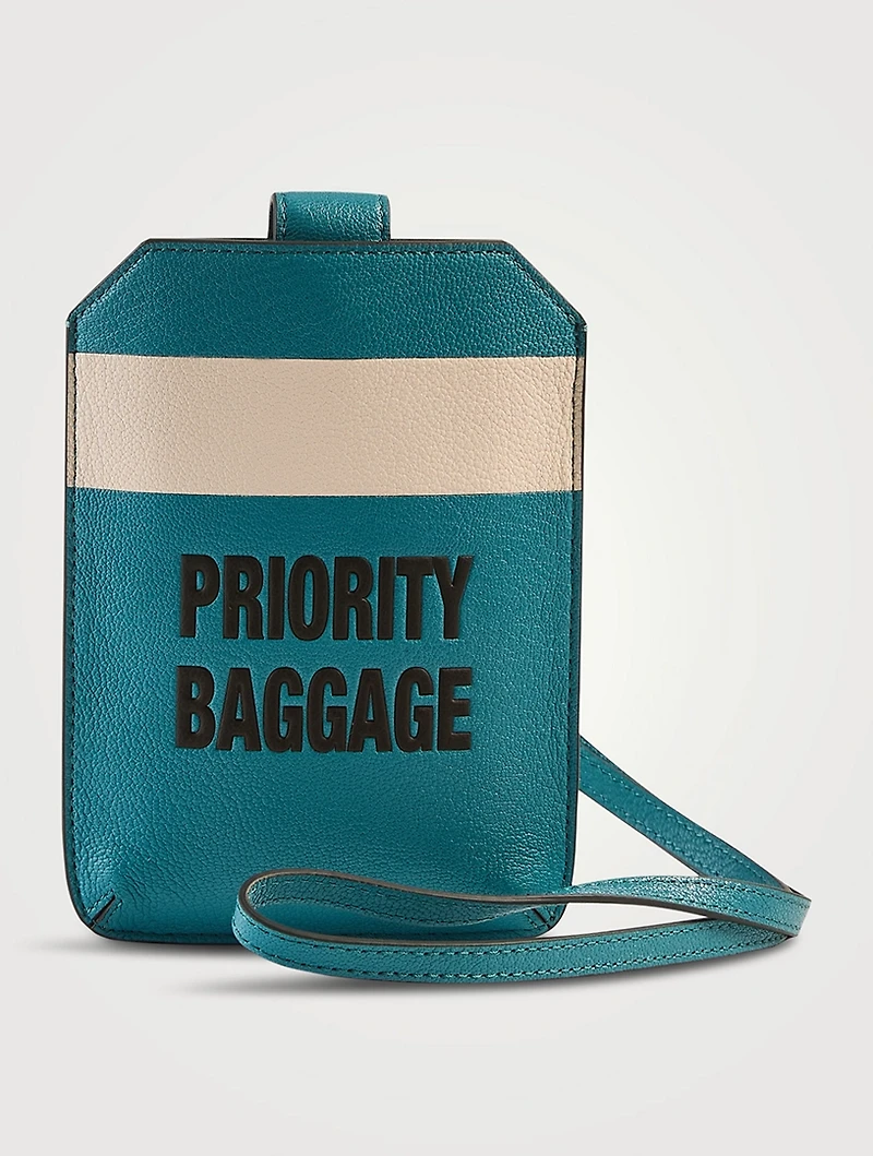 Priority Baggage Leather Travel Phone Case With Lanyard