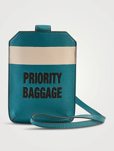 Priority Baggage Leather Travel Phone Case With Lanyard