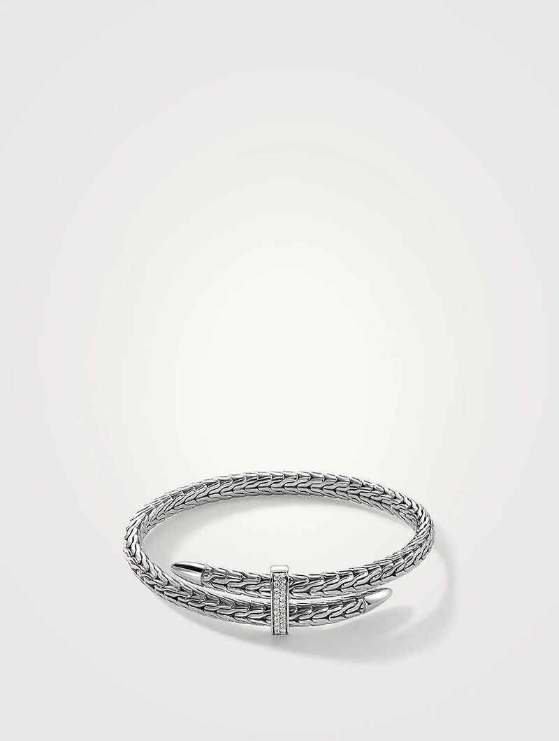 Spear Sterling Silver Flex Cuff Bracelet With Diamonds