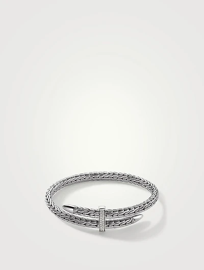 Spear Sterling Silver Flex Cuff Bracelet With Diamonds