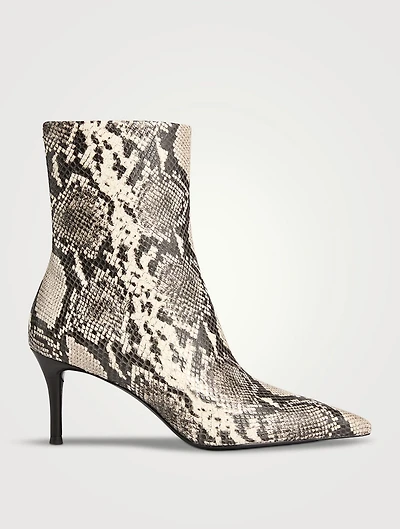 Mercer Snakeskin-Embossed Leather Ankle Boots