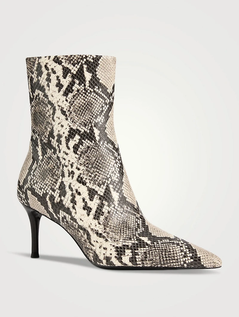 Mercer Snakeskin-Embossed Leather Ankle Boots