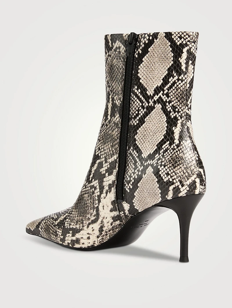 Mercer Snakeskin-Embossed Leather Ankle Boots
