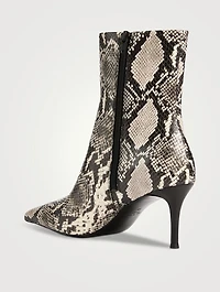 Mercer Snakeskin-Embossed Leather Ankle Boots