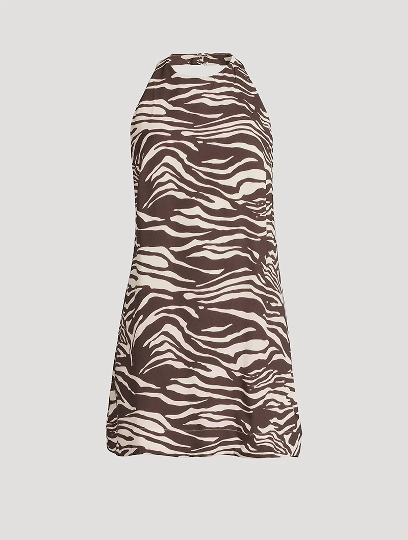 Avielle Halter Dress Zebra Print
